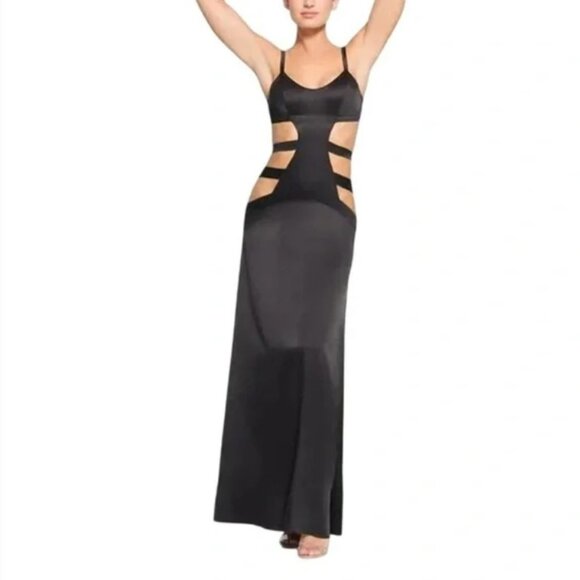 SKIMS Sand Washed Silk Strappy Slip Dress Onyx 2X NWT - Picture 1 of 6
